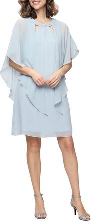 S.L. Fashions Jewel Chiffon Overlay Shift Dress in Aloe at Nordstrom, Size 12