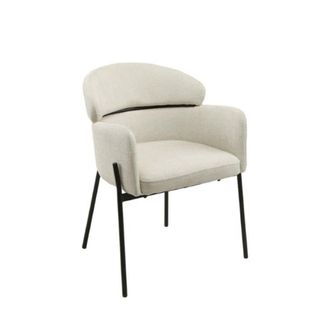 Koketto Home Silla tapizada beige con respaldo alto y reposabrazos