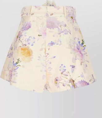 Zimmermann high waist a line floral belted shorts