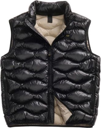 Blauer Water-Repellent Puffer Vest With Subtle Check Pattern