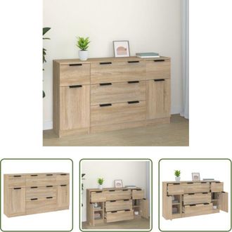 vidaXL Credenze multistrato - Set di Credenze 3 pz Rovere Sonoma in Legno Multistrato