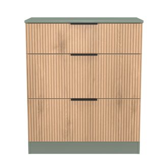 Welcome Furniture Alaska Ready Assembled 3 Drawer Deep Chest in Slat Effect & Reed Green - Welcome Furniture | TJ Hughes