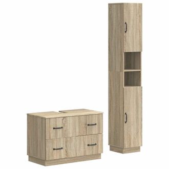 vidaXL Juego De Gabinete De Ba&ntilde;o De 2 Piezas Hoorn Roble Sonoma Vidaxl