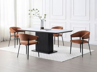 Vente-Unique Lotto di 2 sedie con braccioli in Tessuto e Metallo Nero Terracotta - AVRELA