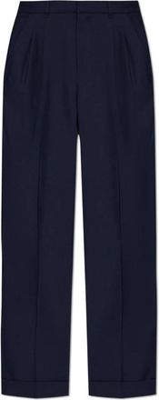 Casablanca Wollen broek met vouw - Heren - Straight fit broeken - Blauw - M - Wol - Broeken