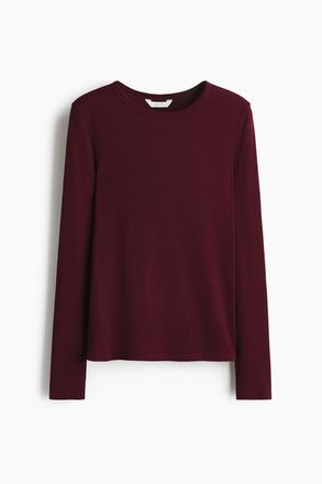H&M Geripptes Baumwollshirt - Red