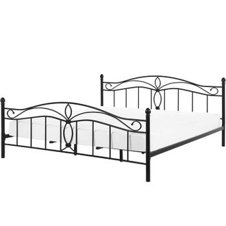 Beliani Beliani - Cama De Metal Negra 180 X 200 Cm Somier Listones Estilo Vintage Retro Boho Dormitorio Antlia