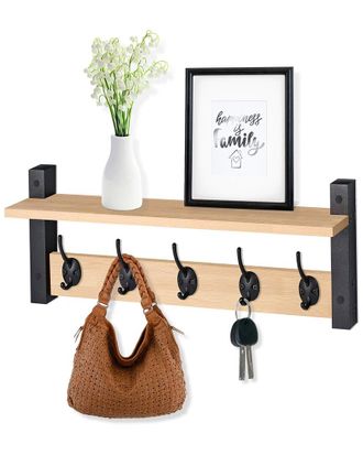Sorbus Wall Mount Xl Coat Hooks Floating Shelf