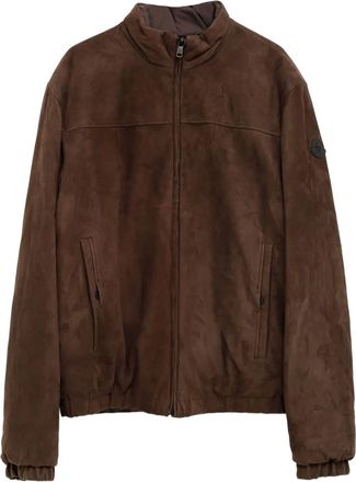 Moncler Giacca in pelle scamosciata - Marrone