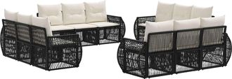 vidaXL Conjunto De Sof&aacute;s De Jard&iacute;n 12 Uds. Negro Y Blanco Crema Vidaxl