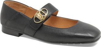 Django & Juliette Womens Pelisk Leather Flat Shoes In Black-Black Heel Leather