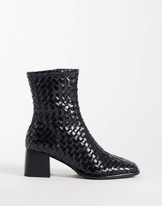 schuh Bonnie stivaletti calzino intrecciati neri-Nero