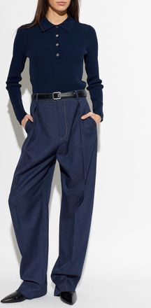 Michael Michael Kors Long-sleeve Polo, Womens, Navy Blue