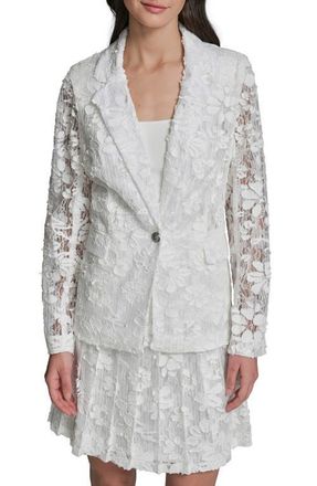Karl Lagerfeld All Over Lace Blazer in Soft White at Nordstrom, Size 12