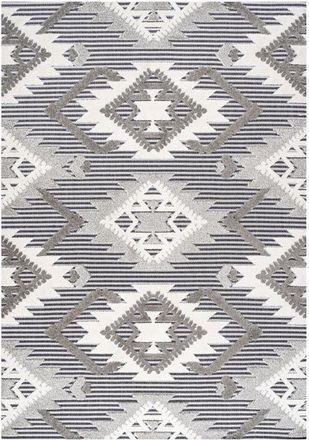 Jonathan Y Designs Sumak High-Low Pile Neutral Diamond Kilim Indoor/Outdoor Area Rug in Gray/white/black at Nordstrom, Size 5Ft 0In X 8Ft 0In
