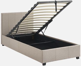 Sweeek Sweeek - Letto a cassettone con rete a doghe 90cm, velluto a coste fini