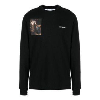 Off-white Caravaggio Lute Skate Long-Sleeve Tee Black White OMAB064C99JER0081001