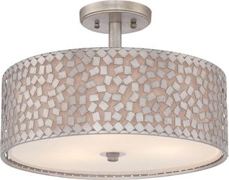 Netlighting Confetti 3 Light Semi Flush Ceiling Light Old Silver E27