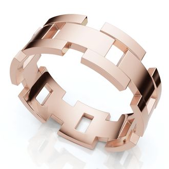Pompeii3 Mens Calvin 8mm Interlocked Wedding Band 10k Gold Band
