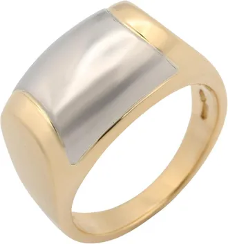 Bulgari Gold Silver Yellow Gold (18K) Stainless Steel Band Ring (Pre-Owned)