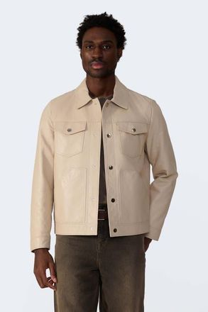 FURNIQ Jude Leather Jacket in Beige at Nordstrom, Size Xxx-Large