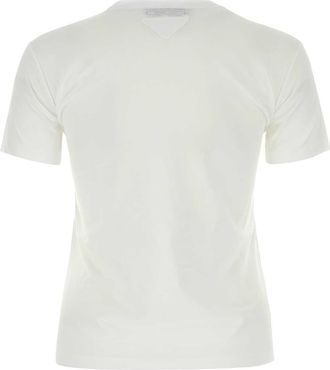 Prada Womens White Cotton T-Shirt Set Bianco Exterior Exterior: T-shirts And Polos