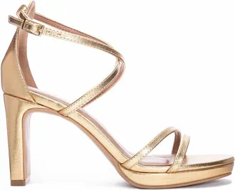 Chinese Laundry Womens Taryn Strappy Vegan Leather Dress Heels In Gold