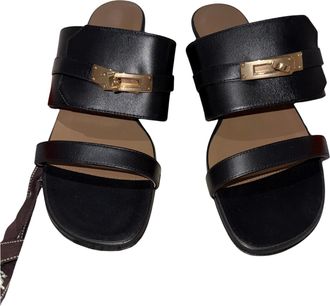 Herm&egrave;s Herms Black Avenue Sandals Size 37