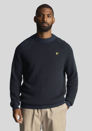 Lyle & Scott Strickpullover LYLE & SCOTT, Herren, Gr. M, blau (muddy navy), Grobstrick, Obermaterial: 90% Baumwolle, 10% Wolle, Strukturmuster, unifarben, regular 