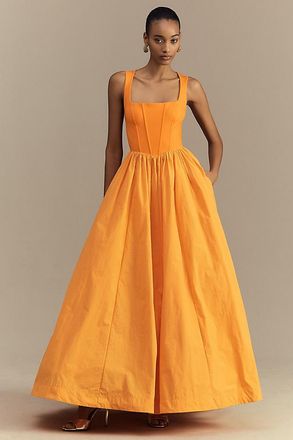 BHLDN Josie Scoop-Neck Corset Fit & Flare Maxi Dress