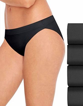 Hanes Womens Ultimate Breathable Comfort Micro Mesh Bikini - 4 Pack In Black