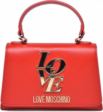 Love Moschino Red Polyurethane Logo Shoulder Bag