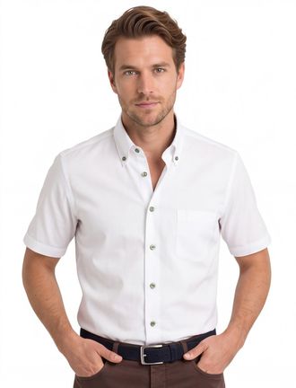 Led&ucirc;b Katoenen korte mouw wit overhemd Ledub Modern Fit