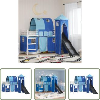 vidaXL vidaXL Letto con scivolo - Struttura del letto loft per bambini Bianco e Blu 75 x 190 cm
