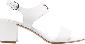 Ferragamo Womens Gancini Logo-Plaque Sandals In White