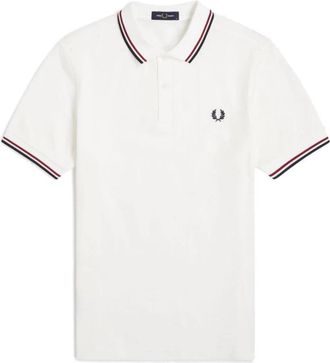 Fred Perry Gestreept Kraag Polo Shirt - Heren - Polos - Wit - S - Katoen - Tops