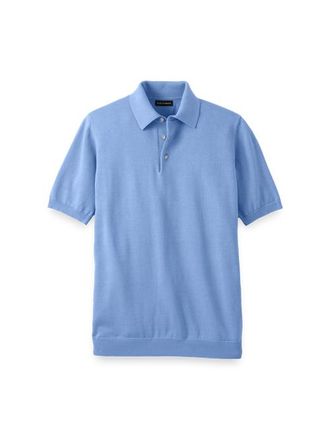 Paul Fredrick Supima Cotton Three Button Polo in Blue at Nordstrom, Size X-Large