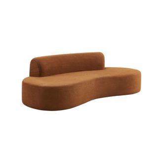 Sweeek Sof&aacute; con forma curva de tela chenilla, 3 plazas, terracota