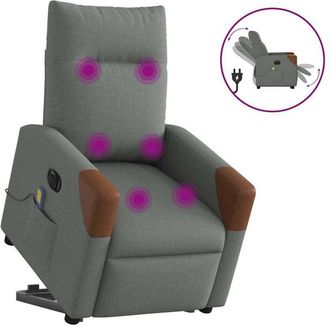 vidaXL Vidaxl - Sill&oacute;n De Masaje El&eacute;ctrico Reclinable Elevable Tela Gris Oscuro
