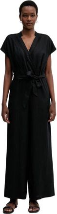 Benetton Linnen Kruislingse Jumpsuit - Dames - Jumpsuits - Zwart - M - Linnen - Jumpsuits & Playsuits