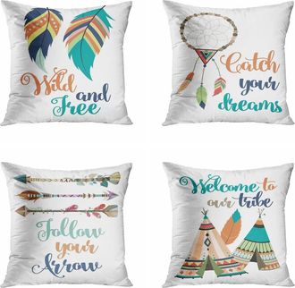 OEM Juego De 4 Fundas De Almohada De 20x20 Pulgadas. Bienvenido A Nuestra Colecci&oacute;n De Fundas De Almohada Tribal Home Decor, Fundas Cuadradas Para Cojines