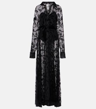 Norma Kamali Sheer floral mesh maxi dress