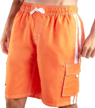 Kanu Surf Mens Barracuda Swim Trunks (Regular & Extended Sizes), Orange, XXL