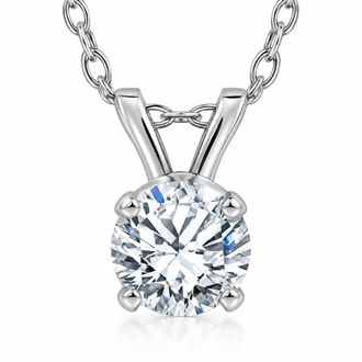 Pompeii3 1/3Ct Solitaire Diamond Pendant 14k White Gold Necklace Lab Grown