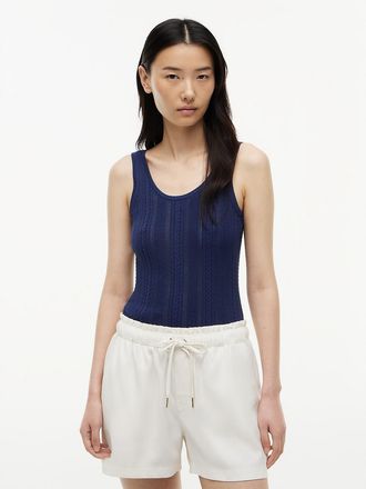 Tommy Hilfiger Womens Mixed-Knit Tank Top - Navy - XXL