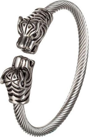 Eye Candy Los Angeles Double Leopard Wire Cuff Bracelet in Silver at Nordstrom Rack