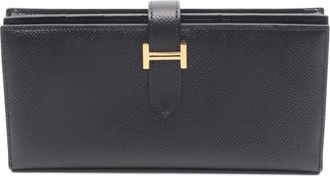 Herm&egrave;s 2016 Bearn Soufflet lange portemonnee - Zwart