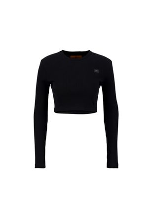Alpha Industries Longsleeve ALPHA INDUSTRIES X-Fit Rib LS C Women, Damen, Gr. XS, schwarz, Obermaterial: 50% Baumwolle, 50% Polyester, Shirts Longsleeve