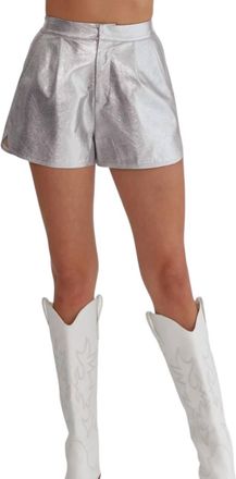 Entro Pnina Metallic Vegan Leather Shorts In Silver