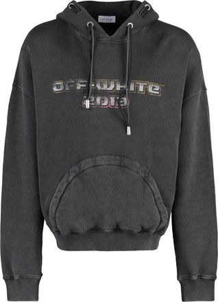 Off-white Hoodie met logoprint - Heren - Hoodies - Grijs - M - Katoen - Hoodies & sweatvesten
